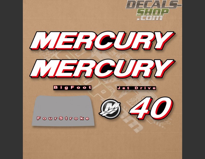 Mercury 40HP Four Stroke 2006-2010 Set Outboard Decal Kit
